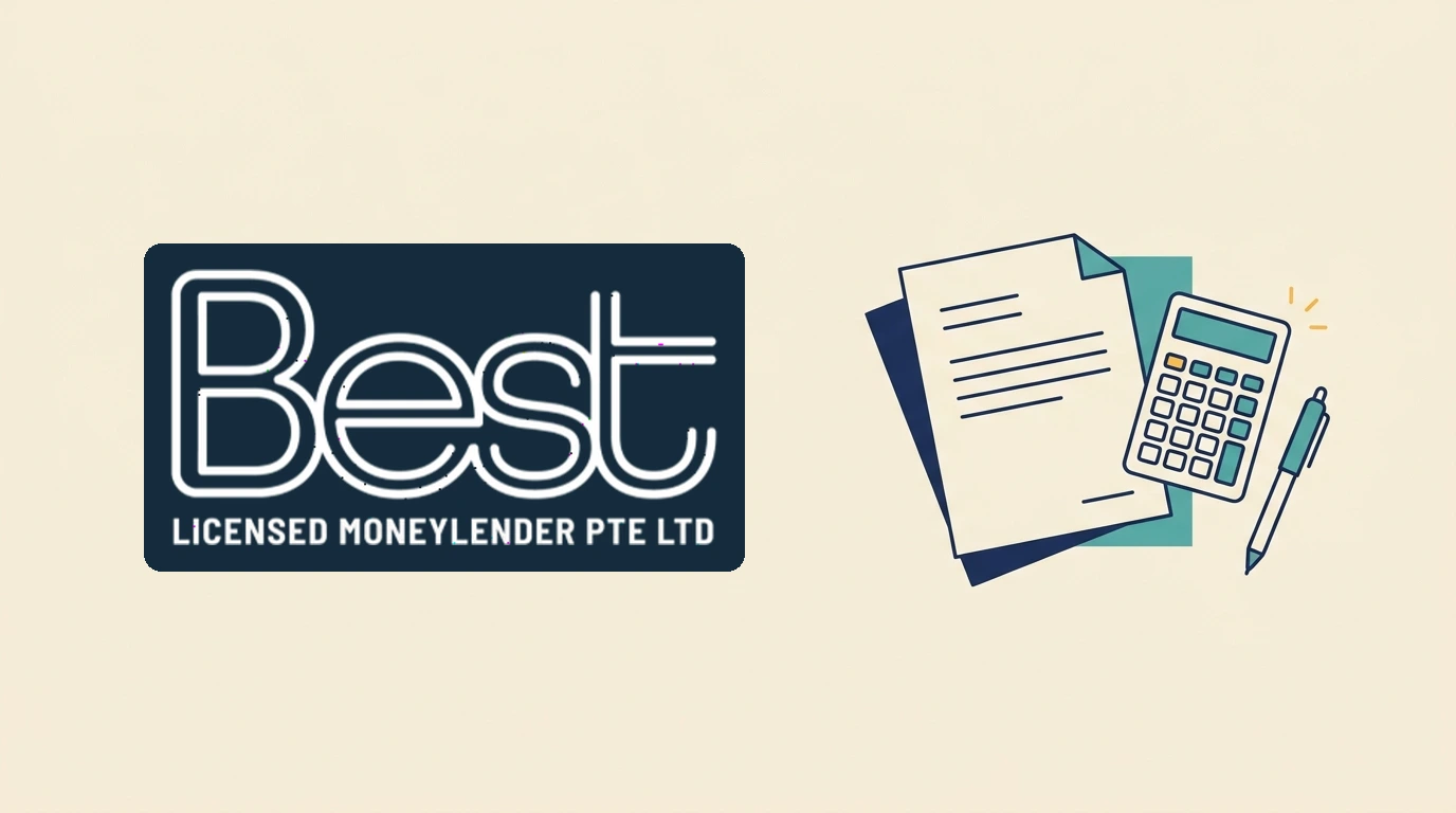 Best Licensed Moneylender logo with a simple document and calculator illustration