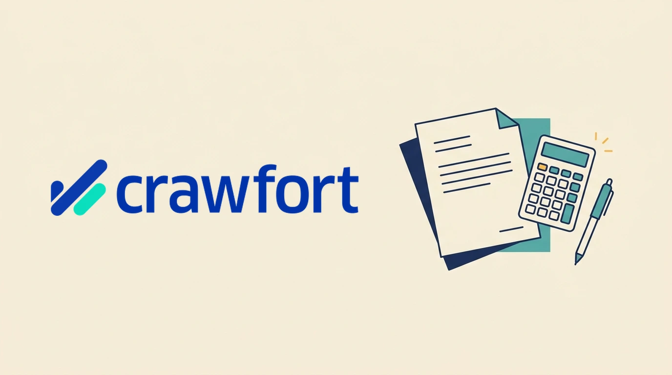 Crawfort logo with a simple document and calculator illustration