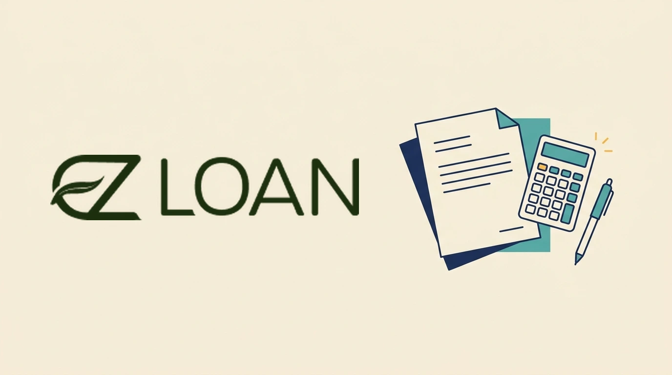 EZ Loan logo with a simple document and calculator illustration