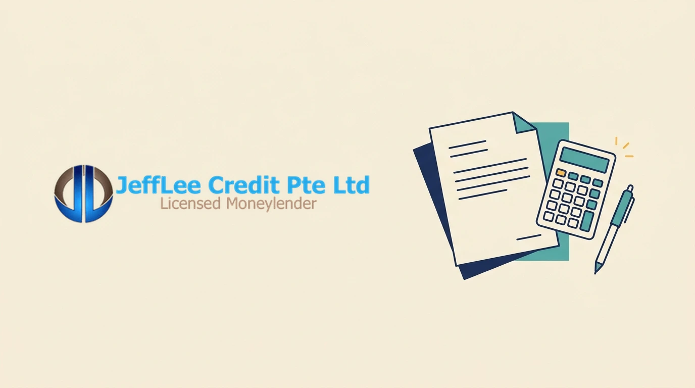 Jefflee Credit logo with a simple document and calculator illustration
