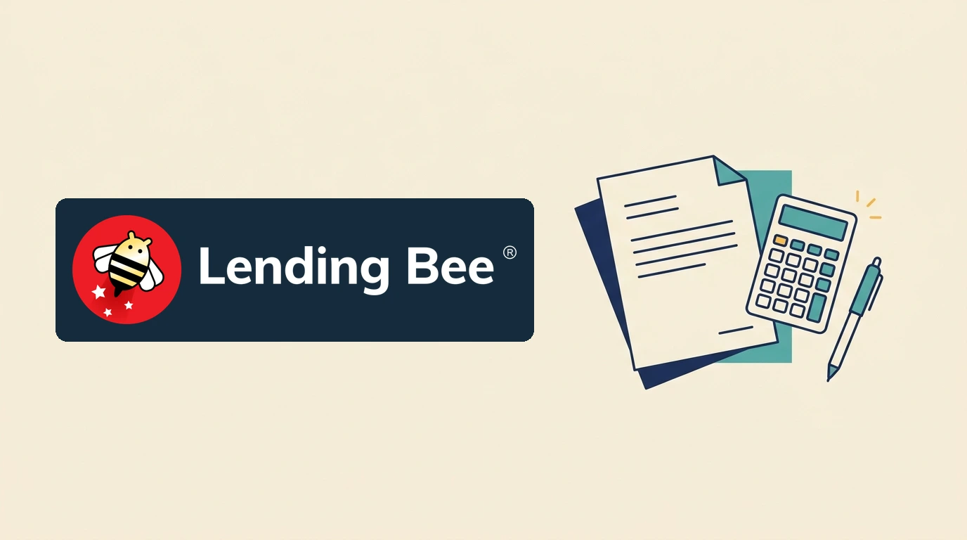 Lending Bee logo with a simple document and calculator illustration
