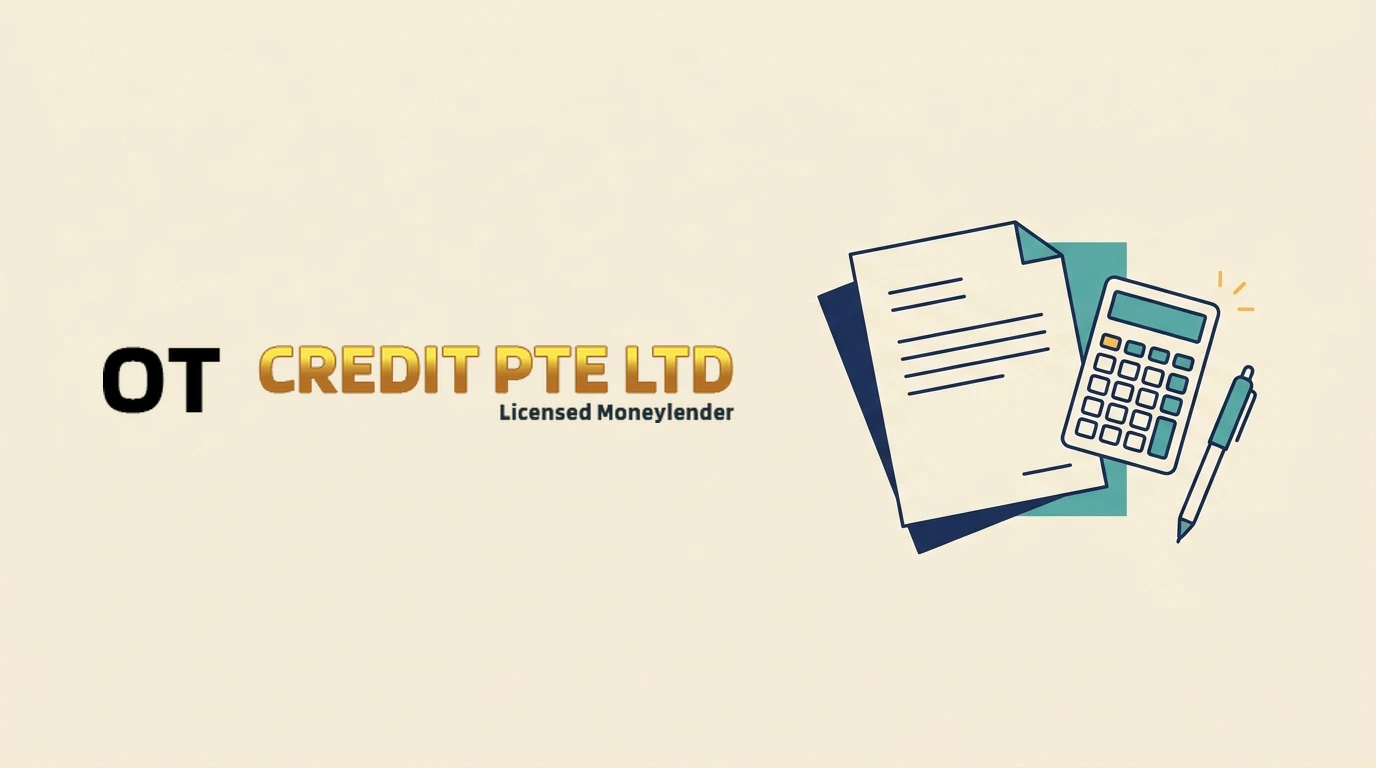 OT Credit logo with a simple document and calculator illustration