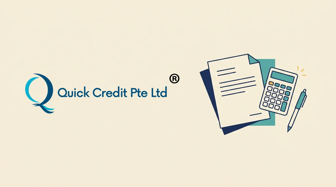 Quick Credit logo with a simple document and calculator illustration