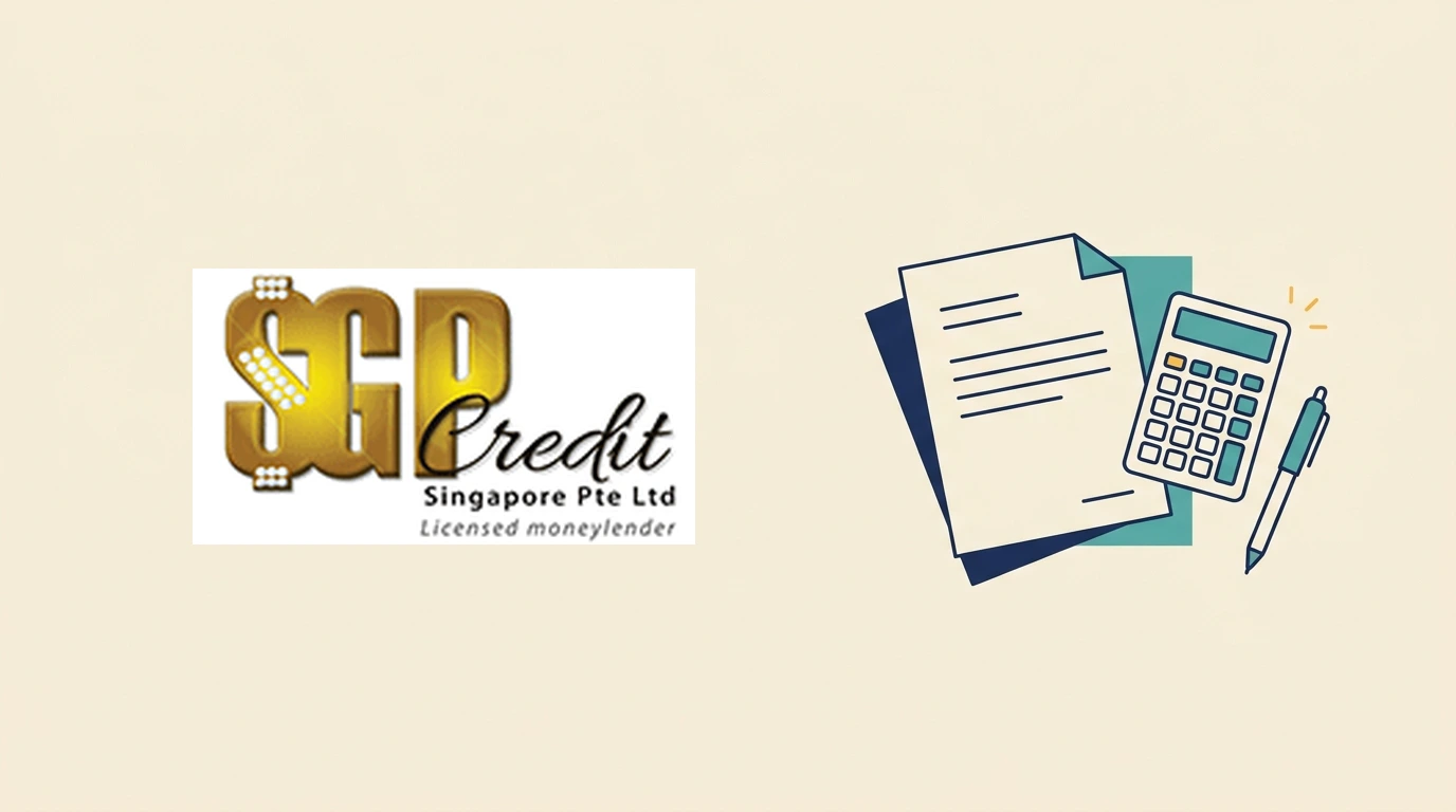 SGP Credit logo with a simple document and calculator illustration