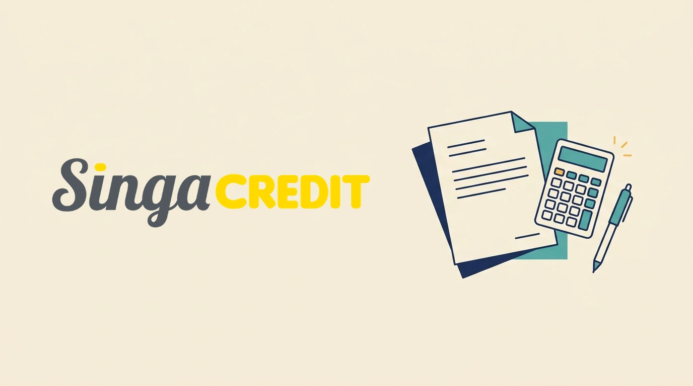 Singa Credit logo with a simple document and calculator illustration